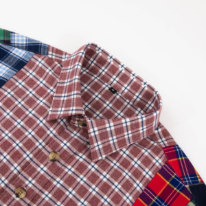 Factory Direct Custom OEM Streetwear Multicoloured <strong>Patchwork</strong> Chain Embroidery Cotton Flannel Long Sleeve Designer <strong>Shirts</strong> for Men - Product Image 3