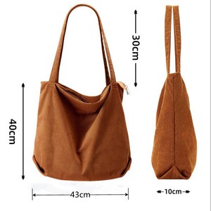 Borsa Tote da Donna in Velluto a Coste di Grande Capacità, Alta Qualità, Servizio di Branding, con Tasche, Direttamente dalla Fabbrica - Product Image 5