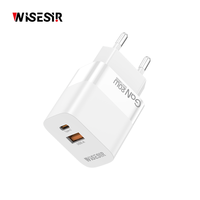 Chargeur mural WISESIR 20W GaN PD3.0 USB-A+C compact et portable à charge rapide pour iPad Air 15/14/13
