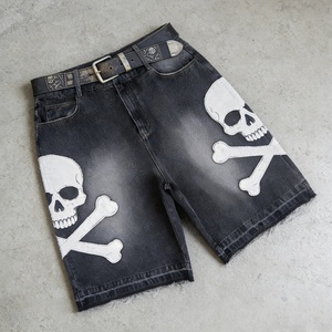 Fabricante de Shorts de Mezclilla con Bordado Desgastado y Lavado Ácido Personalizados, Shorts de Mezclilla Holgados de Diseñador para Hombre - Product Image 1