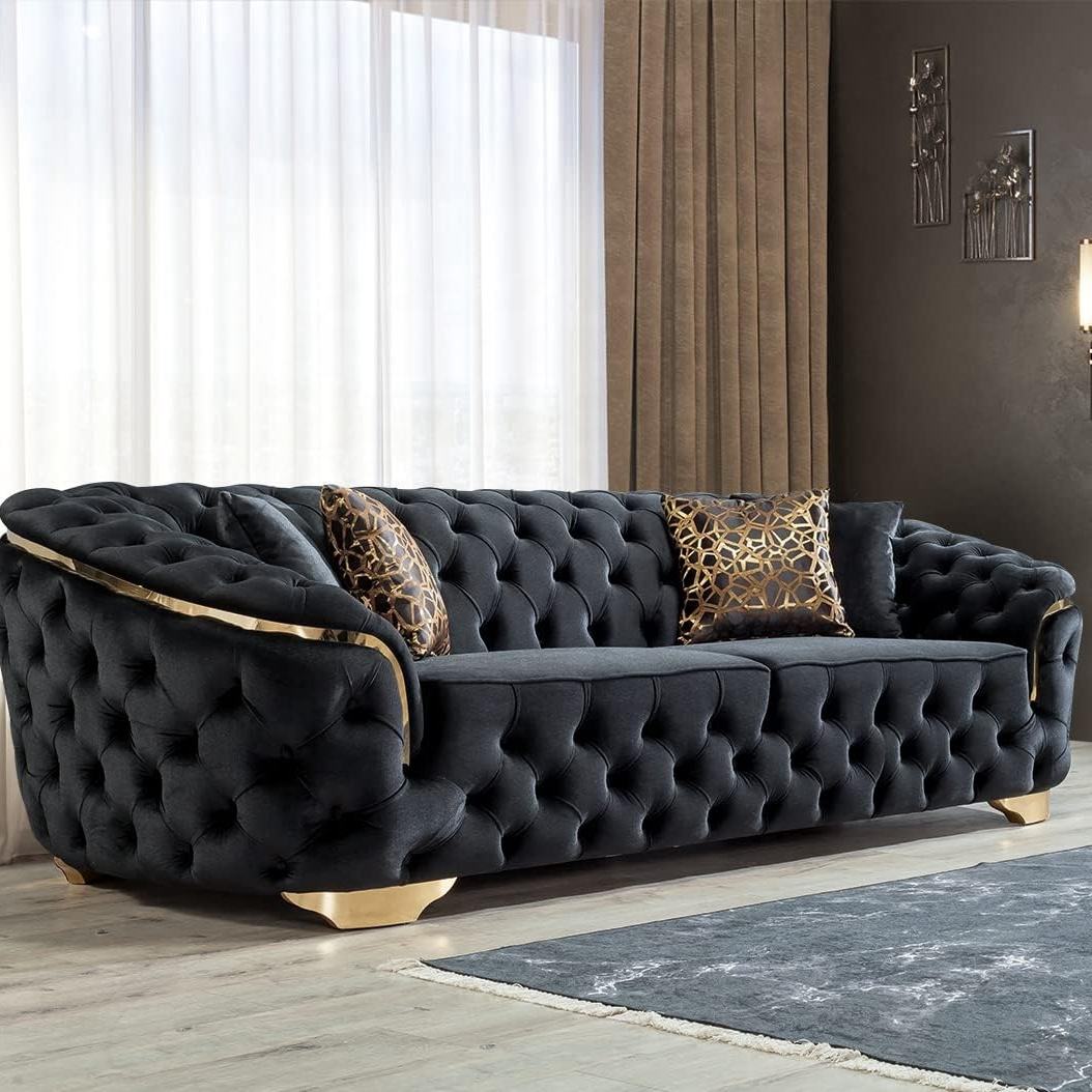 Black Sofa Black Gold Sofa Luxury Velvet Design