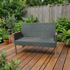 Outdoor PE Rattan Beach Garden <b>Bench</b> Wicker <b>Sofa</b> Seat Modern Porch Furniture Durable & Comfortable - Product Image 2