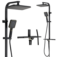 Ensemble de douche et de baignoire réglable de qualité supérieure Noir mat Mural en acier inoxydable SS304 Système de barre de douche carrée pour salles de bain modernes