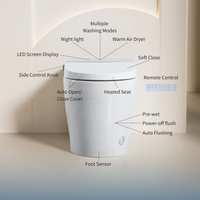 WC intelligent sans réservoir en céramique avec bidet intégré, design monobloc, chasse automatique, ouverture/fermeture, siège chauffant, eau chaude, séchage, télécommande