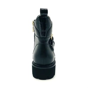 Botas de Tobillo Negras con Punta Redonda, Transpirables e Impermeables, con Soporte de Arco, Logotipo Personalizado, de Cuero para Mujer - Product Image 6