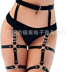Women PU Leather Garters Belt <b>Black</b> Adjustable Straps Sexy Leg <b>Harness</b> Adult Fashion Accessory - Product Image 5