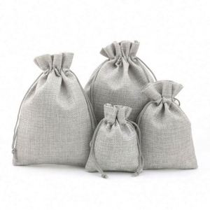 Sac en lin vierge avec cordon de serrage, imprimé avec logo personnalisé, vente en gros, sac promotionnel, sac cadeau, pochette de rangement - Product Image 2