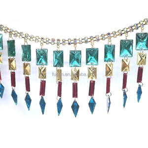 Nhà máy sản xuất sang trọng mới lạ mắt các loại Rhinestone nhựa đá quý appliques kim cương tua chuỗi Rhinestone rìa <span class=keywords><strong>TRIM</strong></span> - Product Image 2