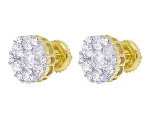 Premium Stylish Round Cluster <b>Earrings</b> in 10K White Gold with Lab Grown Diamonds Classic Luxury Jewelry for Modern Fashion - Product Image 2