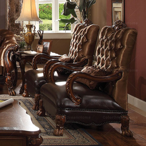 Victorian rắn gỗ cấu trúc phòng khách sofa Set vải bìa cắt sofa đặt bằng gỗ chạm khắc ghế sofa - Product Image 6