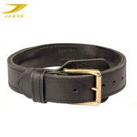 Collier pour chien en cuir pleine fleur avec poignée de contrôle, boucle en laiton, rembourrage doux, pour chiens de grande et moyenne taille, logo personnalisé