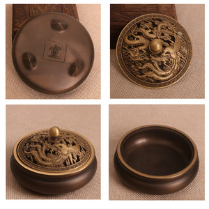 Brûleur d'encens en cuivre pur de style antique, purificateur d'air d'intérieur, brûleur d'aromathérapie, brûleur d'encens en spirale pour la maison, en cuivre pur - Product Image 5