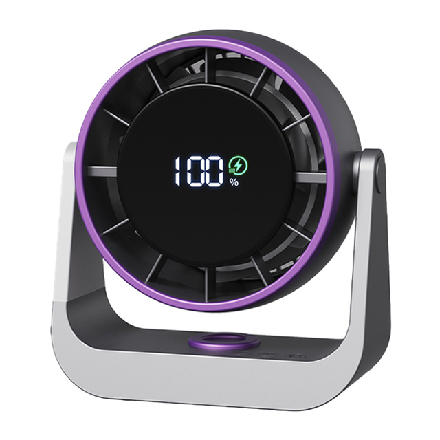USB Rotatable Air Cooling Fan Portable Desktop Rechargeable Fan with LED Display