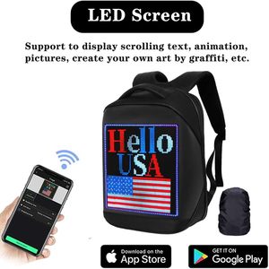 Welaso Smart Bluetooth LED <b>Backpack</b> 20-35L Programmable Display Unisex Laptop Daypack with USB and Rain Cover - Product Image 3