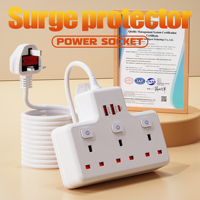 Multiprise 3500W avec 3 prises individuelles, interrupteurs, charge rapide PD QC3.0 et protection multi-coupures, prise UK