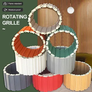 New Design Flexible Solid Wooden Slat Rotating Grille Wall Panel Curved WPC Wall Panel