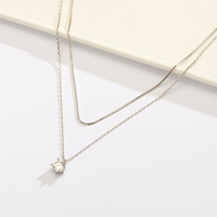 Collier en argent 925 avec double zircon, nouvelle collection de bijoux fantaisie pour femmes, vente en gros