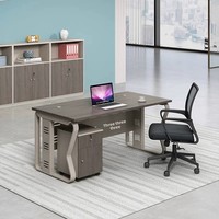 Ensemble bureau et chaise pour personnel, design moderne et simple, matériau PVC, rangement sous le bureau avec boîte à câbles, bureau d'ordinateur 4/6 places