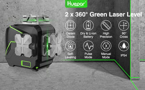 <span class=keywords><strong>Huepar</strong></span> 8 líneas 2D autonivelante luz verde línea cruzada nivel láser <span class=keywords><strong>S02CG</strong></span> con bolsa suave - Product Image 5