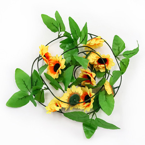 Artificial Sunflower Vine 2.3m Length Plastic Fake Flower <b>Decor</b> For Home <b>Wall</b> Air Conditioner Decoration Green <b>Leaves</b> - Product Image 1