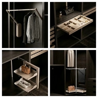 Dressing moderne noir sur mesure, armoire de luxe pour chambre à coucher, meuble de rangement pour vestiaire, idéal pour les projets de villas et d'hôtels