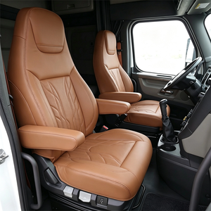 Coprisedili su Misura per Freightliner Cascadia 2005-2024, Set Completo <span class=keywords><strong>2</strong></span> <span class=keywords><strong>Posti</strong></span>, in Pelle Resistente, Impermeabili, per Conducente e Passeggero - Product Image 1