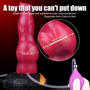 YOCY Silicone Inflatable Squirting <b>Dildo</b> Fantasy Animal Cock Big Girth Dog <b>Dildo</b> Inflating Knot Stimulation Inflatable Anal Toys - Product Image 4