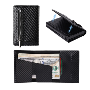 CASEKEY Hot Selling Carbon Fiber Large Capacity <b>RFID</b> <b>Blocking</b> Men's Business Fashion Large Capacity Short <b>Wallet</b> - Product Image 1