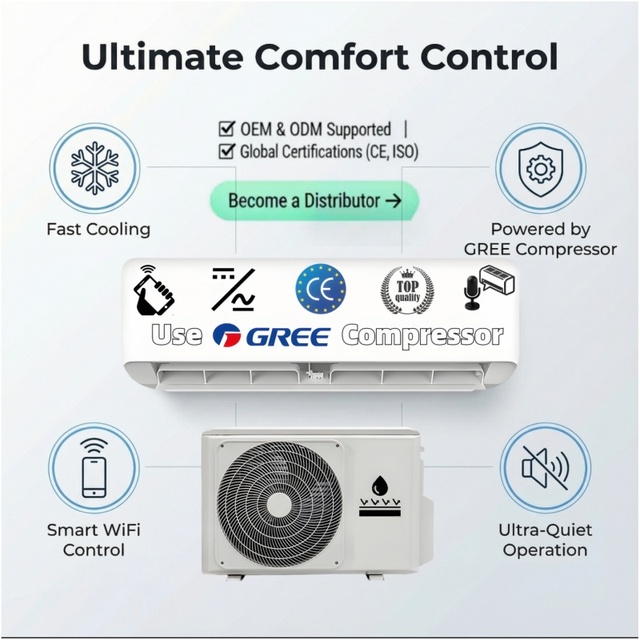 Multi-Split System Air Conditioner 24000 BTU One Outdoor Unit Connect 4 Indoor Units for Whole House Cooling
