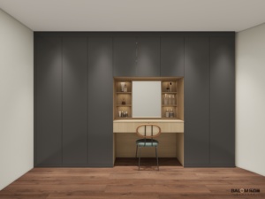 Armoire de rangement sur mesure Balom <span class=keywords><strong>en</strong></span> <span class=keywords><strong>bois</strong></span> massif pour chambre principale, avec coiffeuse intégrée - Product Image 6