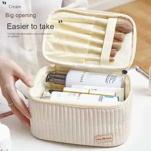 Wholesale LM PU Leather Modern Sustainable Women's Travel <b>Makeup</b> Bags Toiletry Cases Portable Solid Color Cosmetic Organizer <b>Box</b> - Product Image 6
