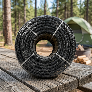 Corde de camping torsadée en coton noir de qualité supérieure, douce, durable, écologique, en fibre naturelle, anti-UV, légère, diamètre personnalisable - Product Image 1