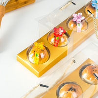 Emballage de récipient à cupcake transparent personnalisé Boîte en plastique pour muffins à dessert avec poignée en corde