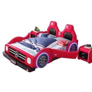 Nouveau lit de voiture pour enfants JINS pour garçons lit double/pleine grandeur en bois moderne rembourrage en microfibre mobilier de chambre à coucher confortable et doux - Product Image 5