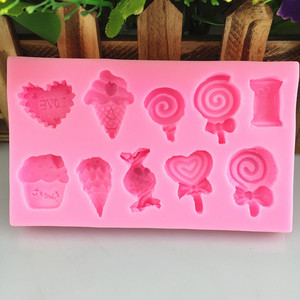 Moule en silicone DIY pour sucettes glacées et bonbons, outils de pâtisserie faits main pour gâteaux en <span class=keywords><strong>fondant</strong></span>, résistant au four, rose - Product Image 3