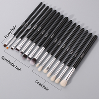 Haute qualité 15 pièces doux naturel cheveux de chèvre pinceaux de maquillage pour les yeux ensemble crayon Eyeliner à sourcils Ultra-mince et pinceaux de mélange quotidiens