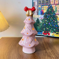 Lampe de table LED en céramique en forme de sapin de Noël, veilleuse décorative pour la maison, chambre à coucher, ornement de chevet, cadeau de Noël et d'hiver