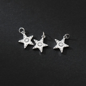 Unique 925 Sterling Silver 11.5*10MM Graver Sourire <span class=keywords><strong>Visage</strong></span> Pentagramme <span class=keywords><strong>Pendentif</strong></span> pour la Fabrication de Bijoux DIY - Product Image 4