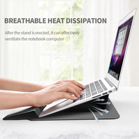 Étui pour ordinateur portable en cuir PU imperméable, pochette pour ordinateur portable, sac pour Macbook M1 M2 12/13/14/15 pouces, étui pour ordinateur portable avec support
