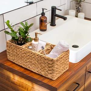 Compartiments du plateau du réservoir des toilettes naturelles OEM à l'arrière de la toilette Panier de rangement en jacinthe d'eau pour décoration féminine - Product Image 3