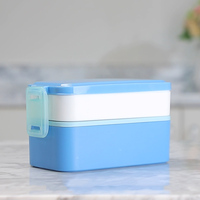 Boîte à lunch bento pour enfants à double couche sans BPA, empilable, 3 compartiments, avec couvercle en plastique, vente en gros