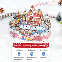 Tonecheer Vente en gros uniquement Cadeaux de Noël et de fêtes Patineur rotatif Lumière LED Puzzle 3D en bois DIY Kit boîte à musique DIY