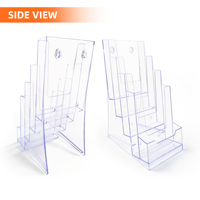 Porte-brochures 4x9 pouces avec organisateur de cartes de visite présentoir de littérature acrylique porte-prospectus en plastique transparent