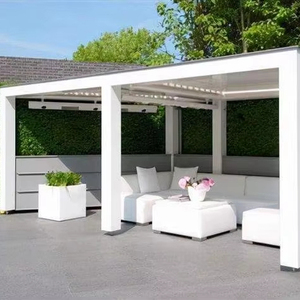 <span class=keywords><strong>Pergola</strong></span> motorisée en aluminium étanche avec toit coulissant réglable, porte en verre, rideaux roulants, écran et lumières LED - Product Image 4