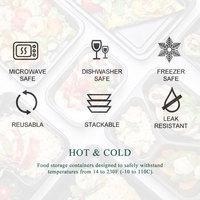 Contenants alimentaires jetables rectangulaires blancs en plastique, compatibles micro-ondes, pour la préparation des repas, 16OZ, 24OZ, 32OZ, 38OZ, 58OZ