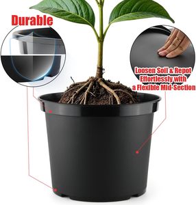 Pots de pépinière en plastique souple épaissi de haute qualité, écologiques, durables, pour l'intérieur et l'extérieur, avec trous, pour semis, fleurs, maison, jardin - Product Image 3