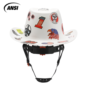 <span class=keywords><strong>Ansi</strong></span> หมวกกันน็อคชนิด<span class=keywords><strong>1</strong></span>คลาส C สไตล์คาวบอยหมวกกันน็อคแบบเต็มขอบหมวกแข็ง6จุดหมวกนิรภัย DIY สติกเกอร์สะท้อนแสงตลกกำหนดโลโก้ได้เองพร้อมที่บังแดด - Product Image 4