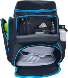Большой вместительный спортивный рюкзак для спортзала черный пиклбольный рюкзак для мужчин или женщин с держателем для пиклбола