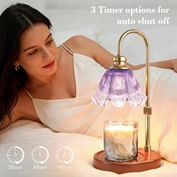 Lampe chauffe-bougie avec minuterie, cadeau d'anniversaire, base en bois massif noyer, hauteur réglable, lampe de table, 2 ampoules pour la maison