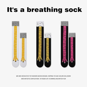 Calzini di coscia e piedi di pollo 100% cotone antibatterico Anti-Slip primavera ODM di colore personalizzato - Product Image 2